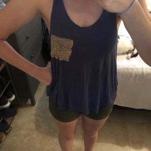 Tank with floral pocket